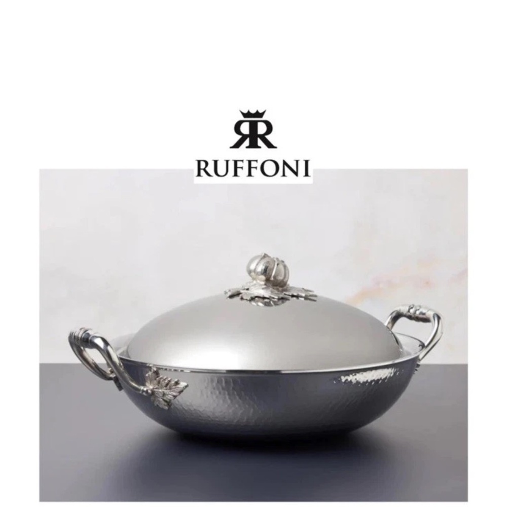 Ruffoni Silver Covered Wok - Hammered Stainless Finish